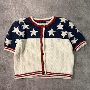 Vintage American Patriotic Short Sleeve EYE Cardigan